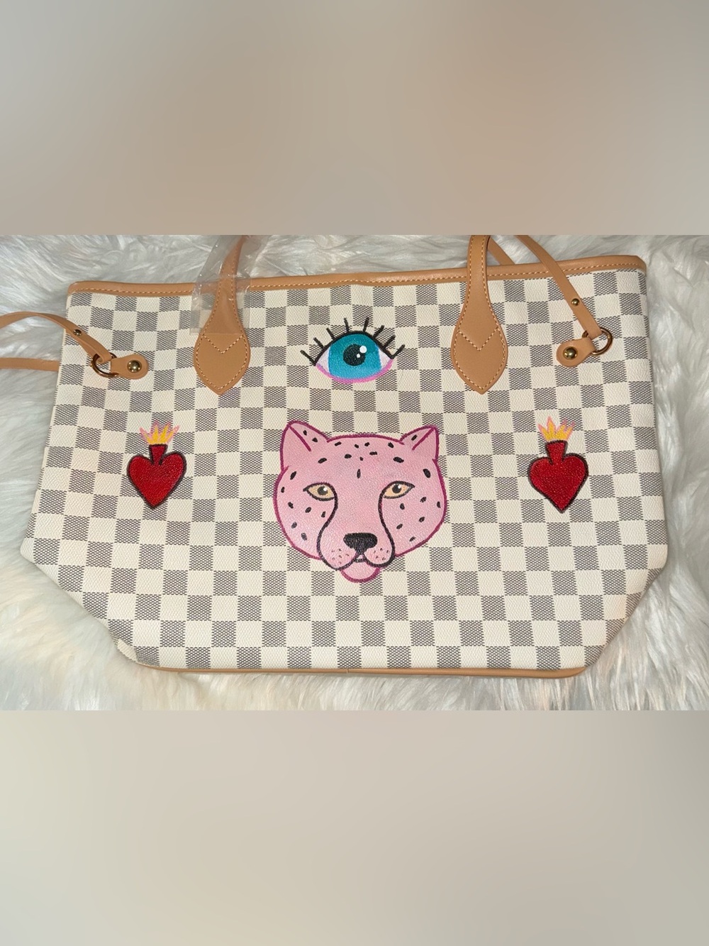 Pink Cheetah Checkered Purse